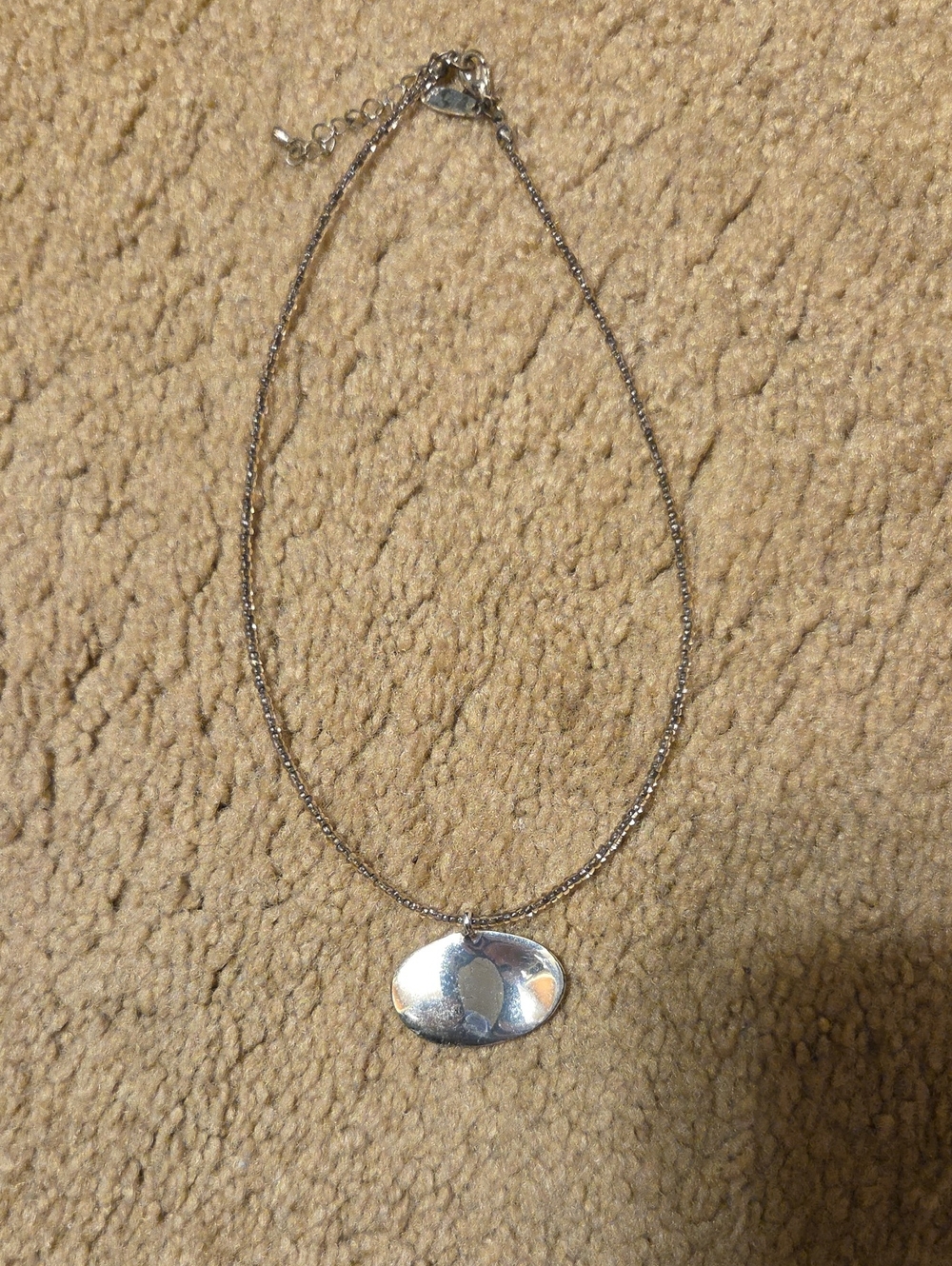 New York & Company Silver Oval Pendant Necklace
